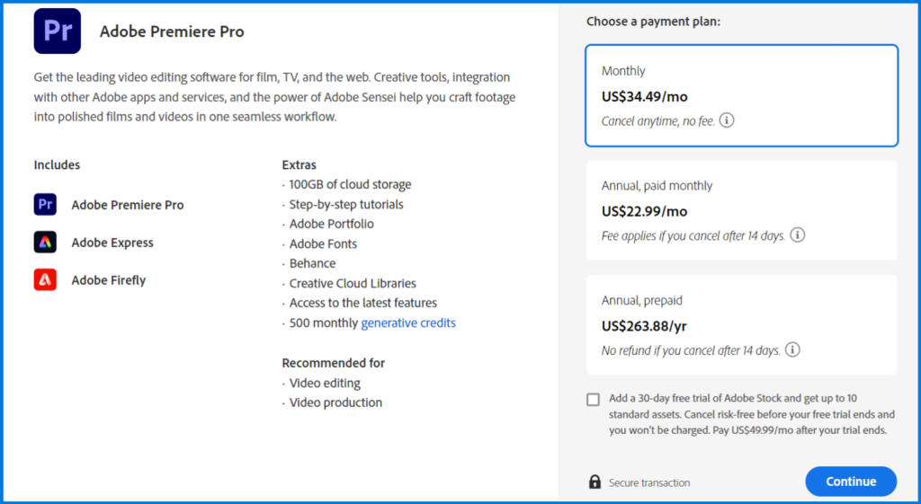 Premiere Pro Premiere Pro Pricing